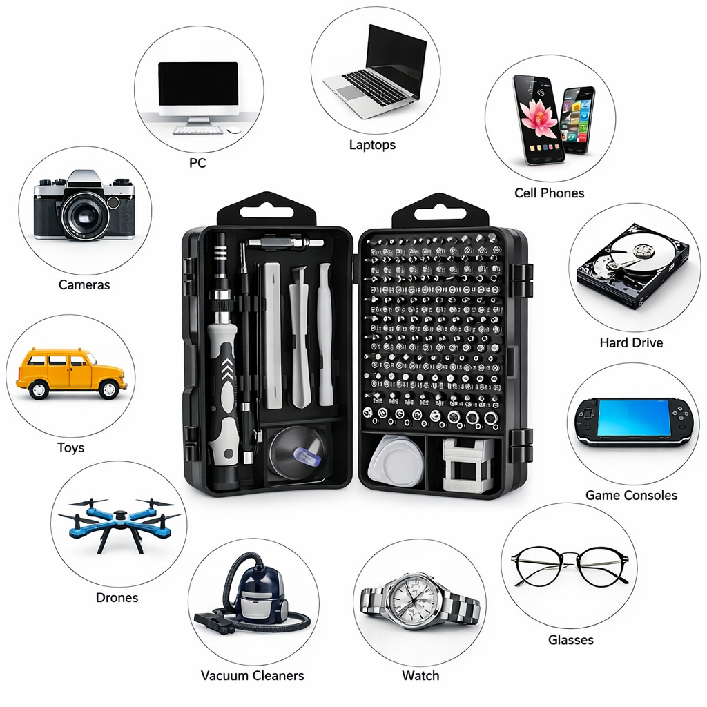 🔥 Kit de Tournevis de Précision 115-en-1 - L'outil indispensable pour réparer tout ! 🔥