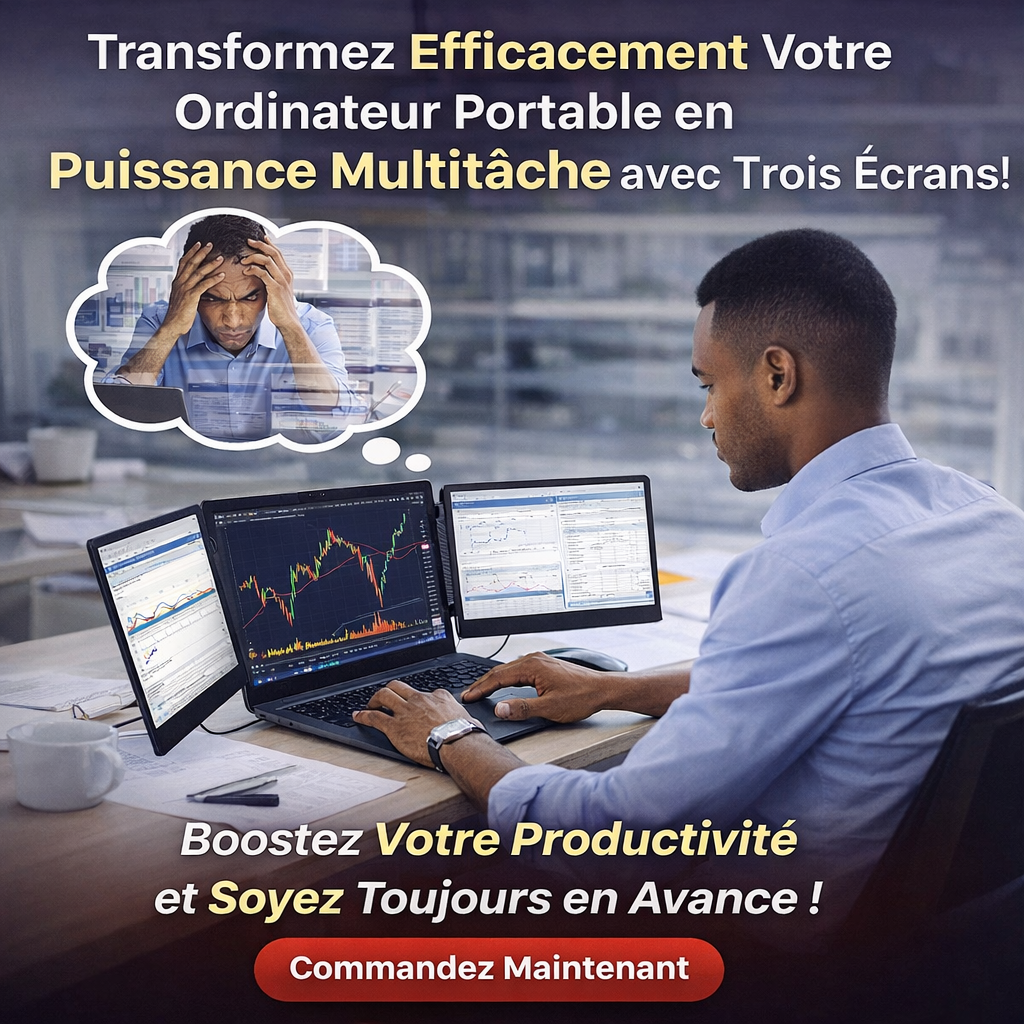 Libérez votre productivité avec le S2 Portable Monitor - 3 écrans, 1 laptop, tout ce dont vous avez besoin pour travailler comme un pro !